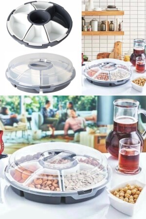 6-teiliger Aufbewahrungsteller für Snacks und Frühstück mit Deckel, Picknick-Grill aus Kunststoff, nützliches transparentes Lilien-Set ap3a - 3