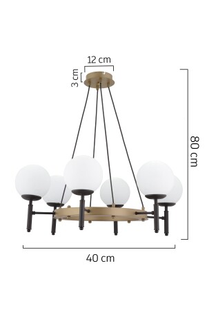 6-teiliger schwarzer antiker moderner Retro-Wohnzimmer-Kronleuchter, geeignet für Cafés, Restaurants 3928-06-FR-BL - 7