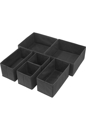 6-teiliger schwarzer Kinderzimmerschrank Wäscheschublade Organizer Aufbewahrungsbox Organizer KK6-SYH - 4