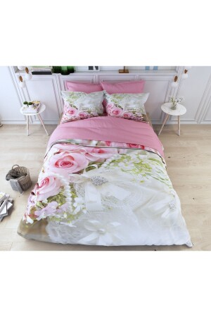 6-teiliges Doppelbett-Bettbezug-Set „Rose mit Perlen“ 2023589641232772 - 3