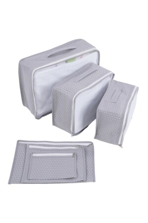 6-teiliges Koffer-Organizer-Netz-Set – grau geflecktes Koffer-Organizer-Set für Reisetaschen, gepunktet HOME. 04183. 05 - 6