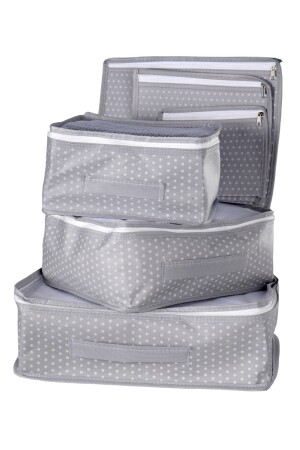 6-teiliges Koffer-Organizer-Netz-Set – grau geflecktes Koffer-Organizer-Set für Reisetaschen, gepunktet HOME. 04183. 05 - 8