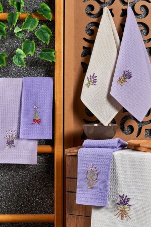 6-teiliges Küchenhandtuch-Lavendel-Set, 40 x 60 cm, Serviettenmodell - 4