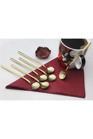 6-teiliges luxuriöses goldenes Teelöffel-Set für Kaffee, Nescafe, Präsentation, Marmeladenlöffel, verpackt, 12 cm, 18/10 Edelstahl TRYERY760 - 3