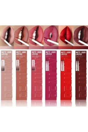 6-teiliges Matte Beauty Wet Lipstick Set A Series Waterproof - 1