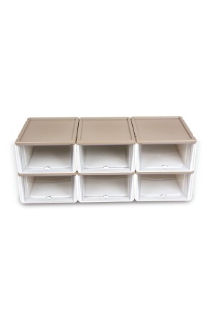 6-teiliges modulares Schuhregal, luxuriöses Schuhkarton-Set, Schrank mit Abdeckung, stapelbar, Herren-Eh-303 - 2