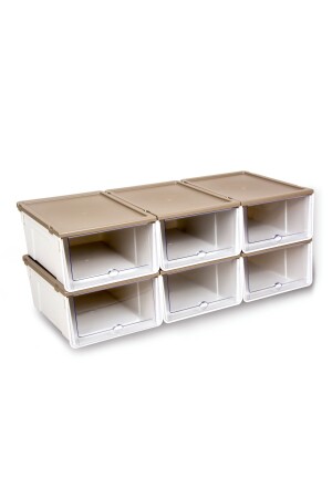 6-teiliges modulares Schuhregal, luxuriöses Schuhkarton-Set, Schrank mit Abdeckung, stapelbar, Herren-Eh-303 - 4