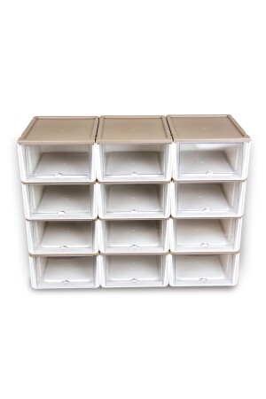 6-teiliges modulares Schuhregal, luxuriöses Schuhkarton-Set, Schrank mit Abdeckung, stapelbar, Herren-Eh-303 - 6