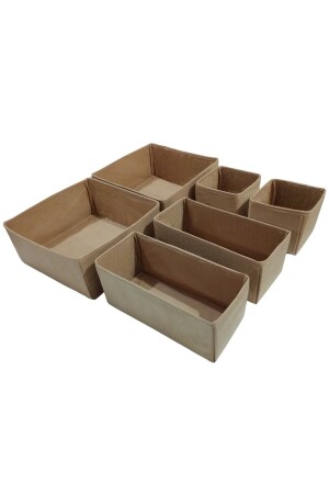 6-teiliges Schubladen-Organizer-Set in Beige – Mehrzweck-Schrankbox-Set - 2