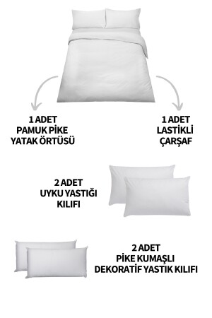 6-teiliges Set aus elastischem Laken und besticktem Terra-Doppel-Baumwoll-Piqué in Grau STCKHMPIK1TER - 6