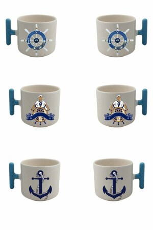 6-teiliges Yacht-Boot-Nescafe-Lattetassen-Set mit Lederarmband und Olivenblatt-Teegeschenk, Yacht-0007 - 1