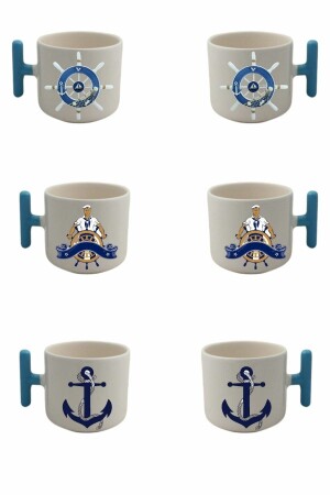 6-teiliges Yacht-Boot-Nescafe-Lattetassen-Set mit Lederarmband und Olivenblatt-Teegeschenk, Yacht-0007 - 4