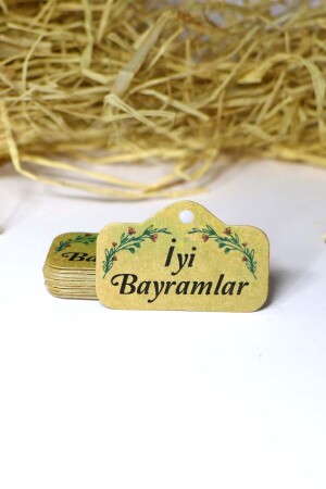 60 Adet Bayram Etiketi “iyi Bayramlar” Baskılı Kraft Etiket (4x6 Cm) - 2