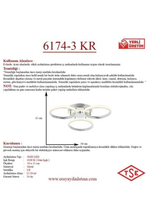 6174-3 Krom Led Avize 6174-3 KR - 6