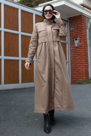 6302-inter Geraffter Trenchcoat Nerz - 1