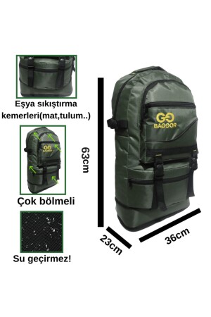 65 l Faltenbalg Dunkelgrüner wasserdichter Laptopfach mit mehreren Fächern Camper-Reise-Bergsteiger-Rucksack 46456346346 - 7