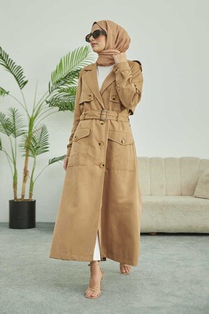 6625-Gürtel-Trenchcoat Dunkelbeige - 1