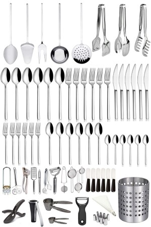 68-teiliges Luxus-Geschirr-Set aus Stahl, Küchenutensilien-Set, Gabel, Löffel, Service, Präsentation, Produkte LGY-00119 - 3