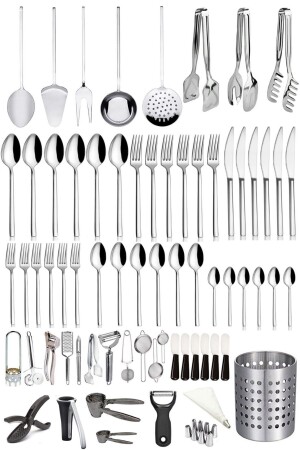 68-teiliges Luxus-Geschirr-Set aus Stahl, Küchenutensilien-Set, Gabel, Löffel, Service, Präsentation, Produkte LGY-00119 - 2