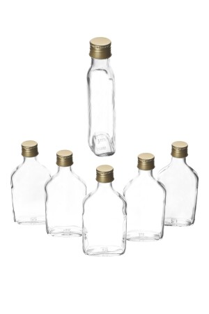 6er-Set flache Mehrzweck-Cold-Brew-Flasche mit auslaufsicherem goldfarbenem Metalldeckel MA2119 - 3