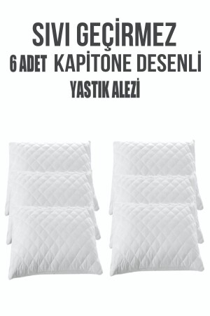 6'lı Fermuarlı Kapitone Desenli Sıvı Geçirmez Koruyucu Yastık Alezi - 2