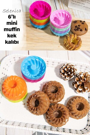 6'lı Renkli Mini Silikon Muffin Kalıbı ,Minik Kek Kabı ,Jole Kalıbı ,Cupcake Kalıbı sel16165165 - 2