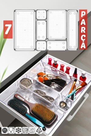 7 Parça Çekmece Içi Punto Drawer Düzenleyici Organizer Şeffaf - 2