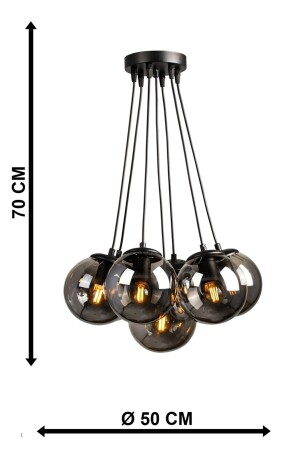 7-teiliger Sport-Kronleuchter Schwarz (geschlossenes Glop-Rauchglas) 7-teiliger Sport-Kronleuchter - 5