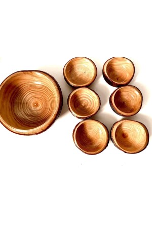 7-teiliges Snackschalen-Präsentationsschalen- und Teller-Set aus Holz TYC00367845880 - 4