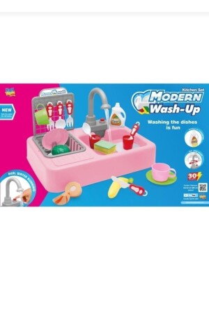 7010 Modern Lavabo Pilli Çeşmeli Mutfak 25 Prç Pembe - 4