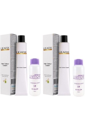 7/65 Granatrote Haarfarbe 60 ml. (2 Stück) Liviton 30 Volumenoxidationsmittel 60 ml. (2 Stücke) - 3