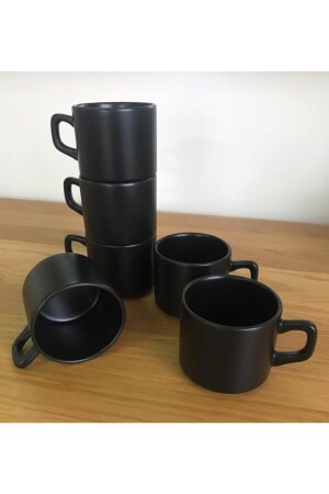 8 Cm Stackable Çay Fincanı Siyah 6 Lı - 3