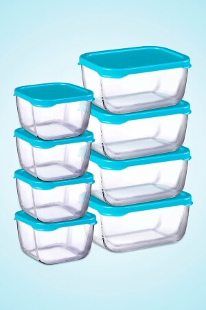 8 Parça Snowbox Saklama Kabı Takımı Açık Mavi Kapaklı 4 Orta 4 Küçük( Açık Mavi) PB4X53733M-4X53223M - 2