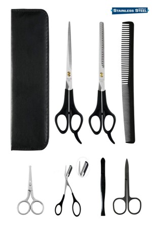 8-teiliges professionelles Haar- und Bartfriseur-Set für Zuhause, Rasierset mit Ledertasche - 3