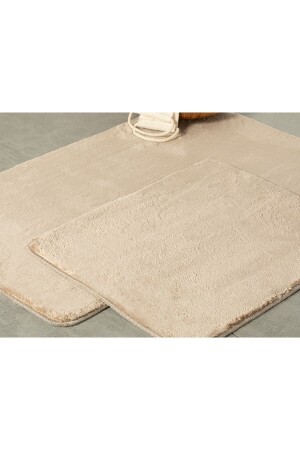 80x50+50x40 Beige Badezimmermatten-Set, doppelter Plüsch, rutschfeste Unterseite, waschbar PASPAS2LITAKIM - 3