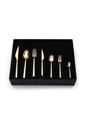 84-teiliges Löwe-Gold-Gabel-Löffel-Messer-Set. 84-teiliges Löwe-Gold - 5