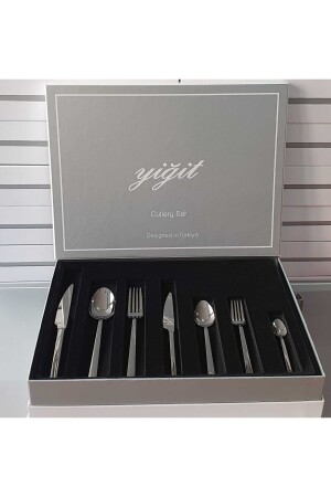 84-teiliges Mitgift- und Geschenklöffel-Gabel-Messer-Set aus smaragdgrünem Edelstahl für 12 Personen A24045 - 6