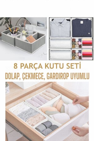 8'li Çekmece Içi Düzenleyici Organizer Set Gri - 6