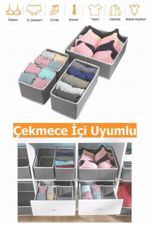 8'li Çekmece Içi Düzenleyici Organizer Set Gri - 8