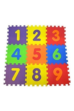 9 Parça Büyük Boy Rakamlı Sayılı Sünger Yapılı Oyun Karosu Yer Matı Puzzle Yapboz - 4