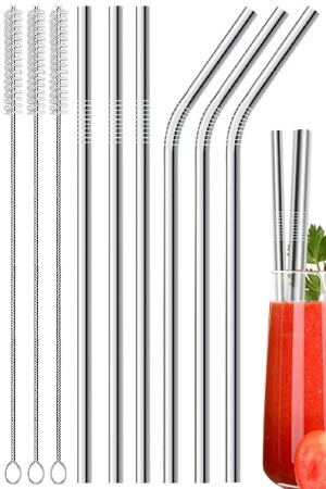 9 Parça Metal Pipet Seti Paslanmaz Çelik Pipet Ve Çubuk Pipet Temizleme Fırçası - 3