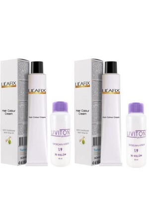 9/0 Blonde Haarfarbe 60 ml. (2 Stück) Liviton 30 Volumenoxidationsmittel 60 ml. (2 Stücke) - 3