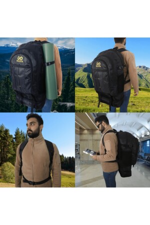 90-Liter-Balg-Rucksack in Schwarz, wasserdicht, mit mehreren Fächern für Laptops, für Camper, Reisen und Bergsteiger - 4