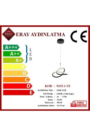 9192-1 Siyah Tekli Led Avize 9192-1 SY - 5