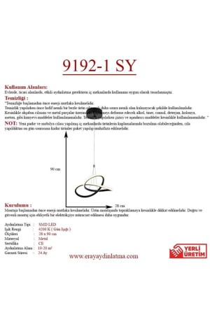 9192-1 Siyah Tekli Led Avize 9192-1 SY - 6