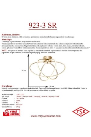 923-3 3 LED Gelber Kronleuchter 923-3 SR - 5