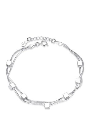 925 Sterling Silber Quadratisches Damen-Silberarmband Mi-1153=Quadratisches Armband BM - 1