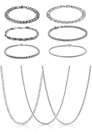 9er-Set, 6 Armbänder, 3 Halsketten (HALSKETTE UND ARMBAND-SET) - 1