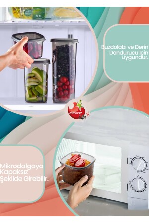 9'lu Jumbo Boy Etiketli Square Kare Erzak Saklama Kabı Seti 1750 ml - Sert Kapak Büyük Kavanoz TYC00733041984 - 7