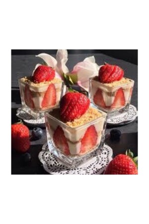 9x9Glas quadratischer Becher Magnolien-Dessert-Eiscreme 5064804 - 3